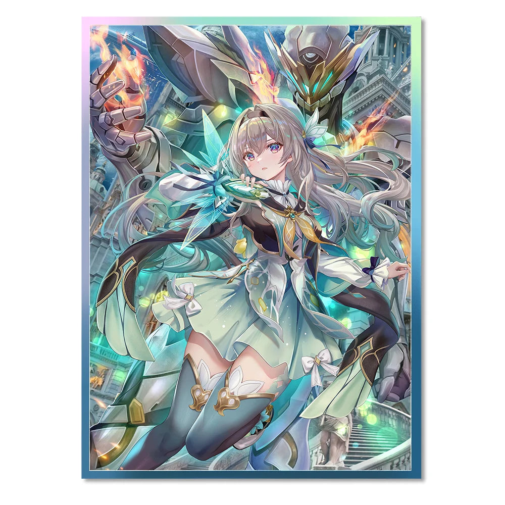 60PCS 67x92mm Holographic Anime Card Sleeves Cartoon Character Printing Deck Protector for MTG/PTCG Game Cards