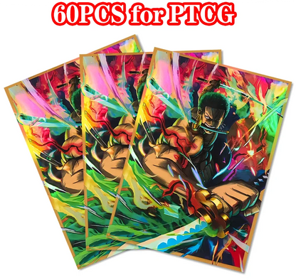 60PCS One Piece Zoro Collection Card Sleeves Protector for PTCG/MGT 67*92mm, Foil Anime Card Sleeve for Card Enthusiasts ﻿