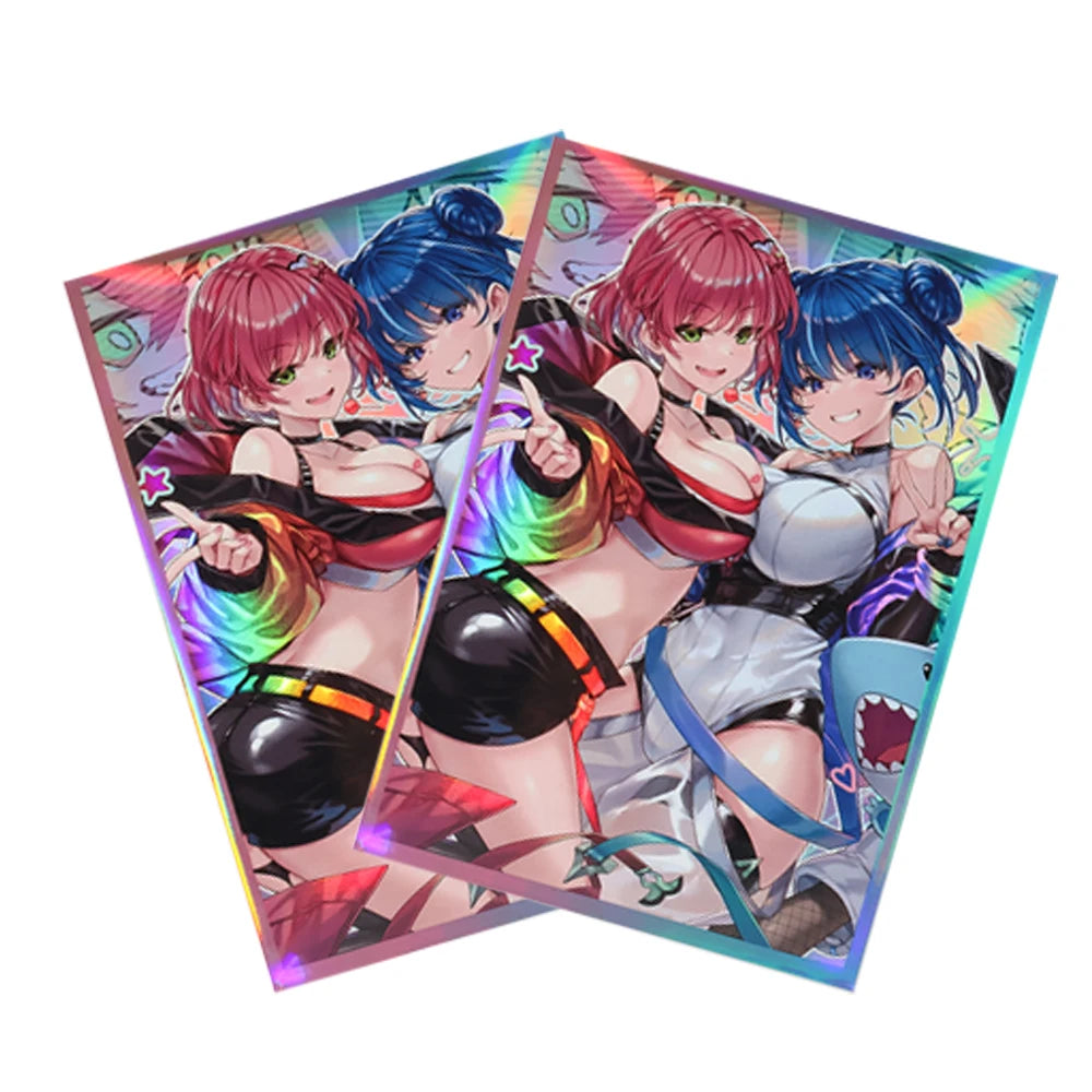 50PCS Holographic Anime Card Sleeve Protector for YGO Mini Photo Card Protector 63x90mm Best Gift