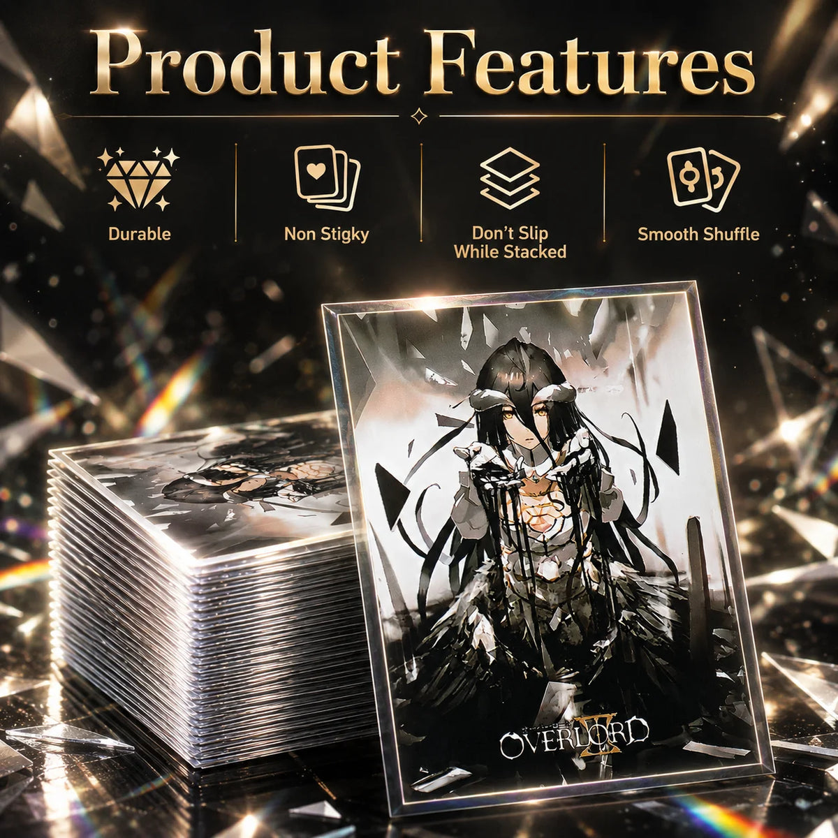 60 PCS Art Anime Card Sleeves for MTG, 67×92mm Top Loading Board Game Inner Card Protector for TCG/PTCG/PKM(Overlord)