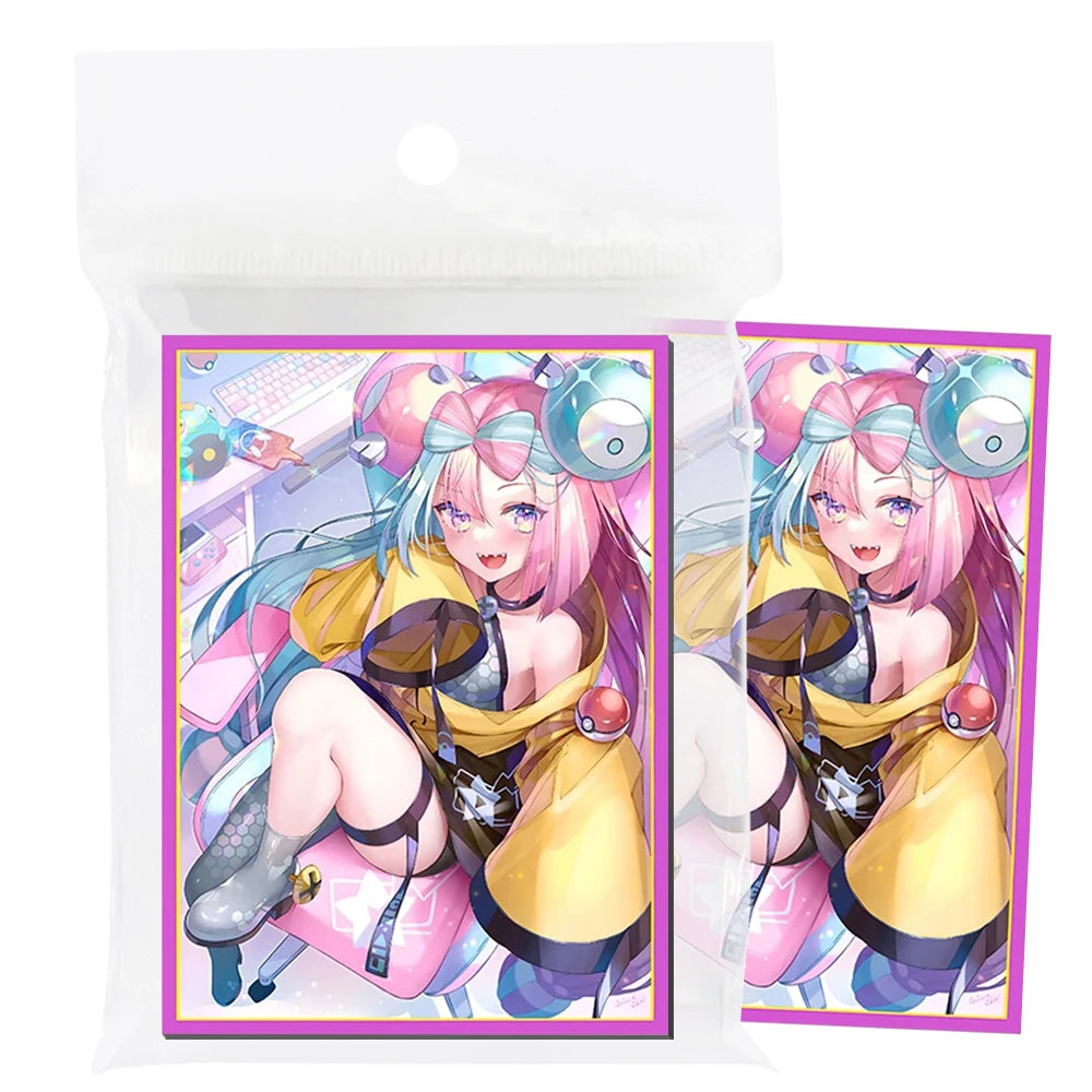 50PCS 66*91mm Anime Card Sleeves for PTCG/MGT/ Sports Card Trading Card Protector Holographic Cute Game Card Sleeves