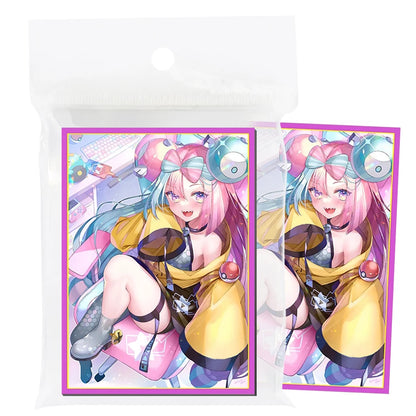 50PCS 66*91mm Anime Card Sleeves for PTCG/MGT/ Sports Card Trading Card Protector Holographic Cute Game Card Sleeves