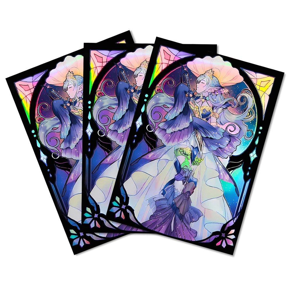 50 PCS 63×90mm Holographic Flashing Anime Card Sleeves for YGO Top Loading Board Game Inner Card Protector for TCG