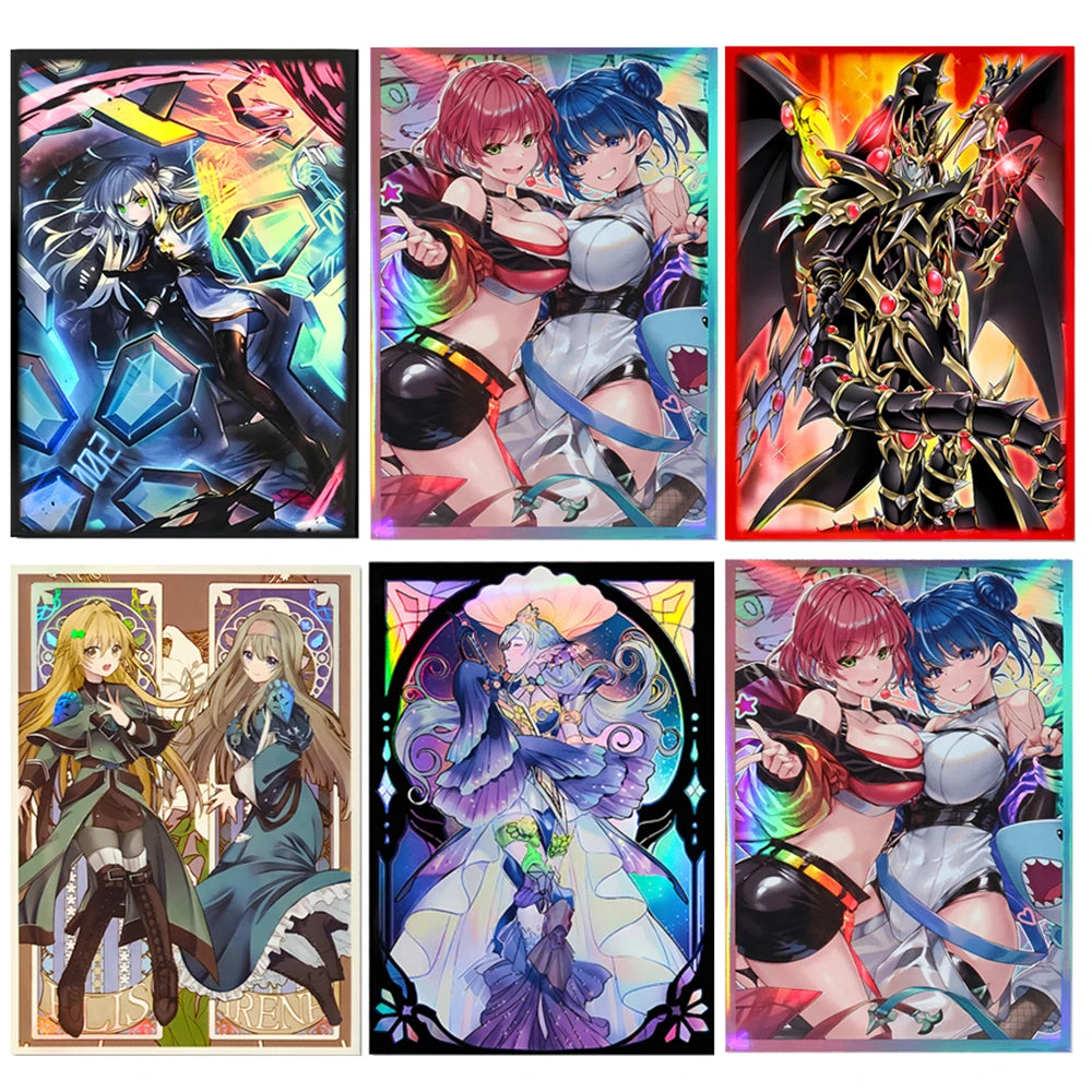 50PCS Holographic Anime Card Sleeve Protector for YGO Mini Photo Card Protector 63x90mm Best Gift
