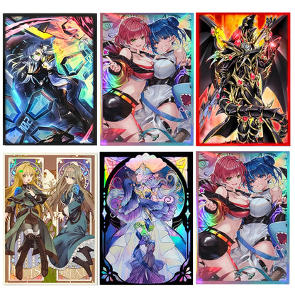 50PCS Holographic Anime Card Sleeve Protector for YGO Mini Photo Card Protector 63x90mm Best Gift