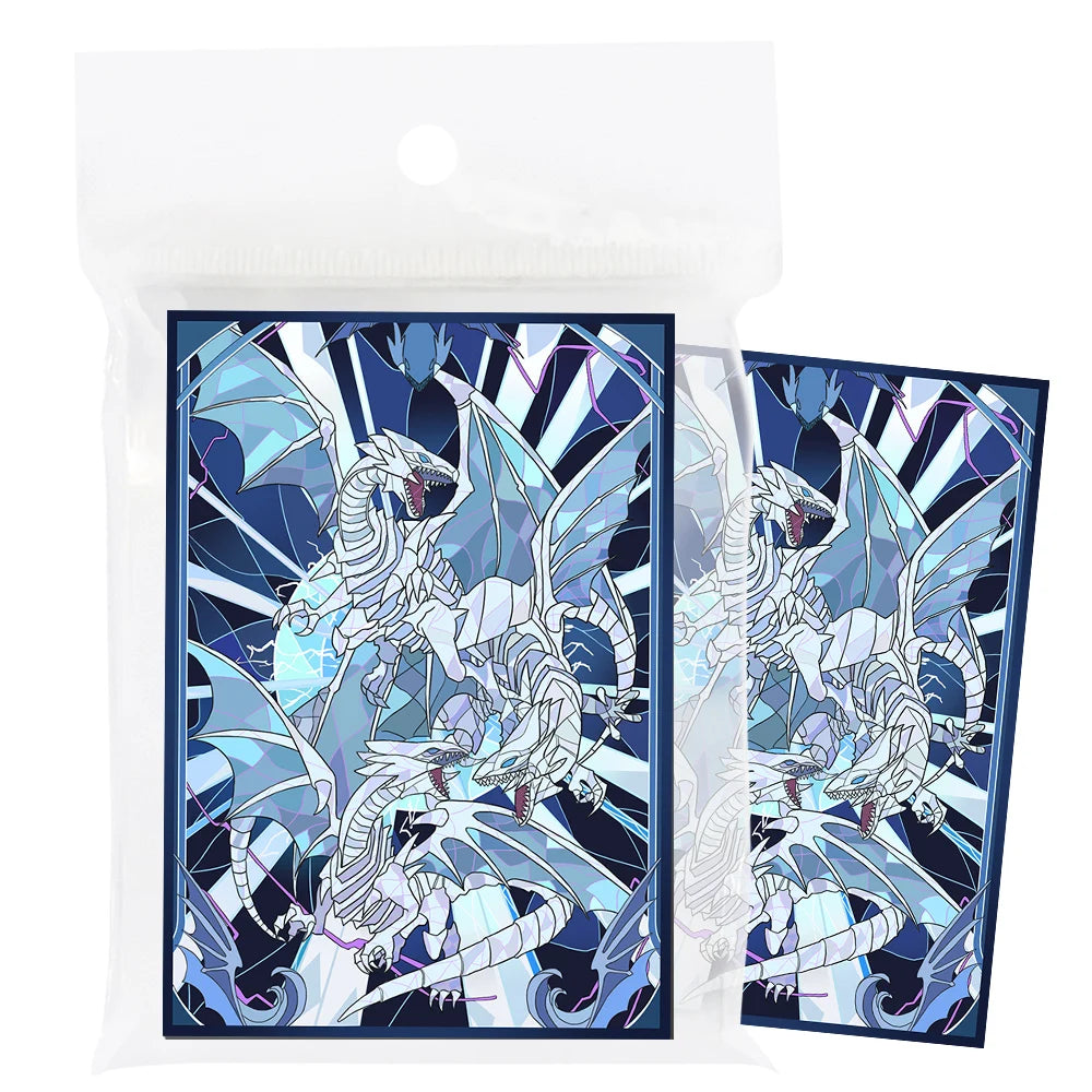 63x90mm 50PCS Holographic Card Sleeves, Anime Card Sleeves for Game Cards/ YGO Card Collection Player's Favorite Cartoon Sleeves