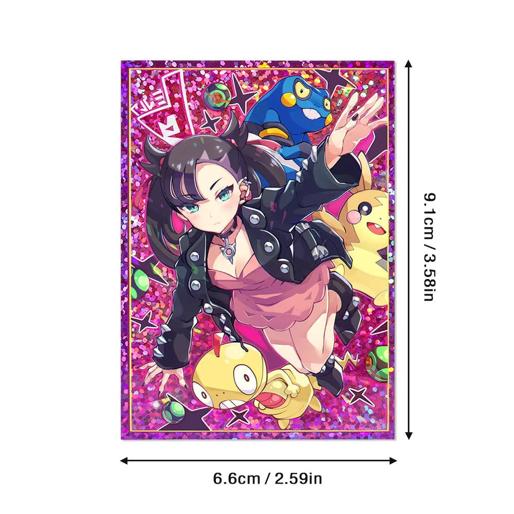 50PCS 66X91mm Laser Anime Card Sleeves PTCG Card Art Sleeves Protector Cards Shield Double Cover for MGT Game Cards