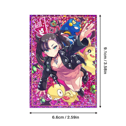 50PCS 66X91mm Laser Anime Card Sleeves PTCG Card Art Sleeves Protector Cards Shield Double Cover for MGT Game Cards
