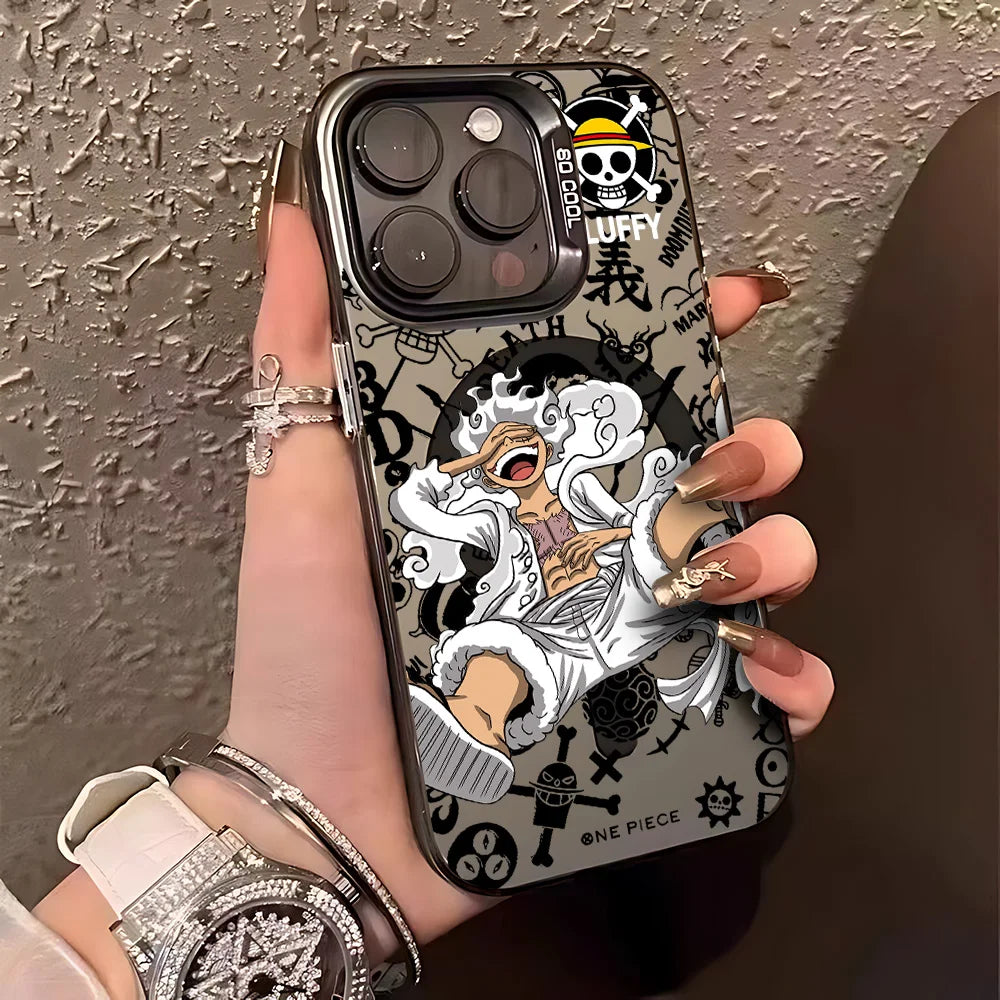 Anime One Piece Luffys Zoros Magnetic Case for iPhone 12 13 14 15 16 17 Air Pro Max Plus Soft Silver Plated Anti Fall Cover