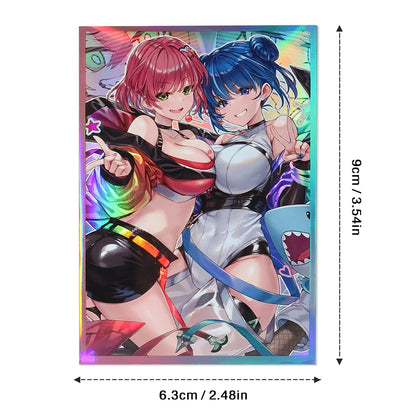 50PCS 63x90mm Holographic Card Sleeves Japanese Size Protector for YGO TCG Trading Cards Game Deck Shield