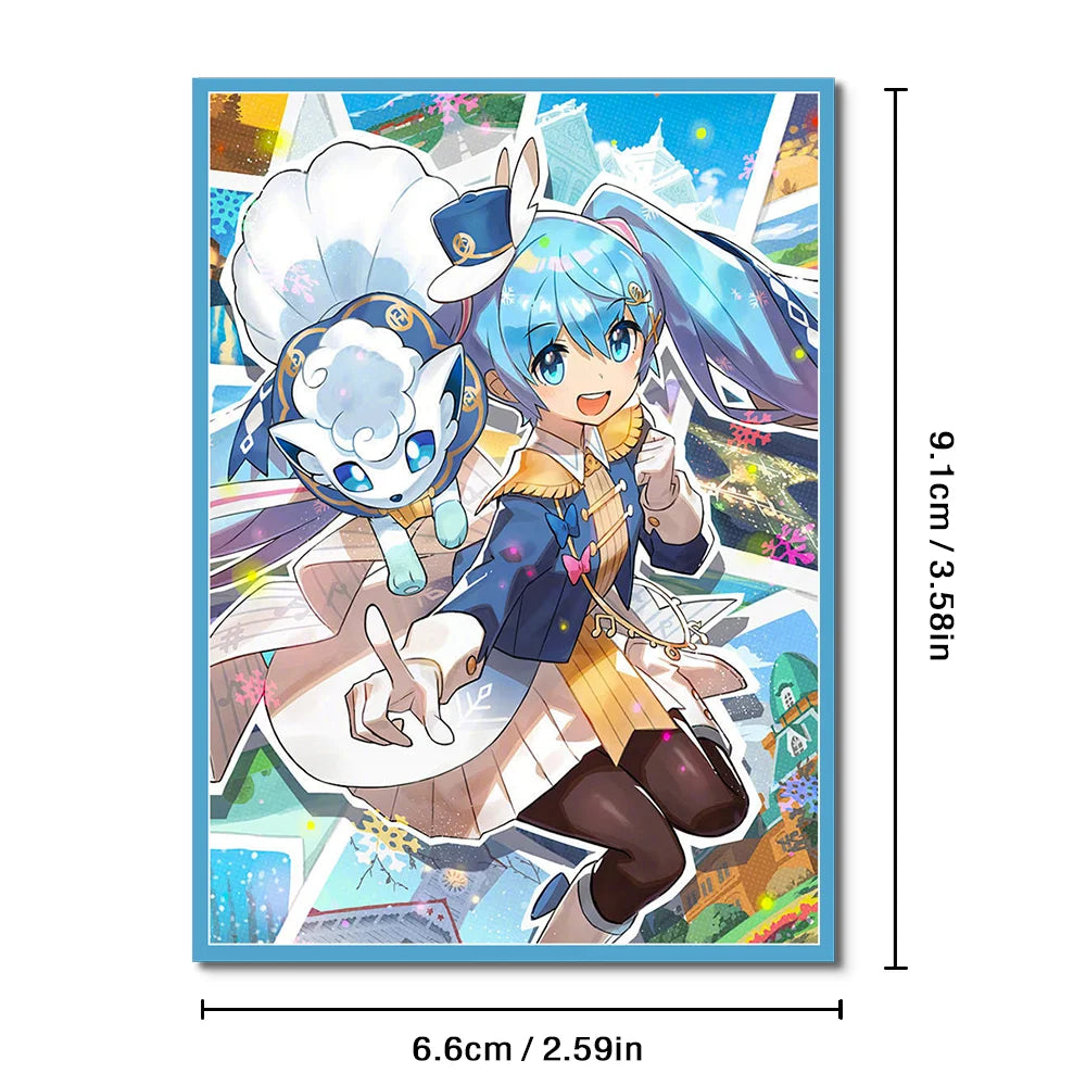 50PCS 66x91mm Anime Card Sleeves Foil Board Game Cards Protector Cards Shield Double Card Cover for PTCG/PKM/MGT WS Trading Card