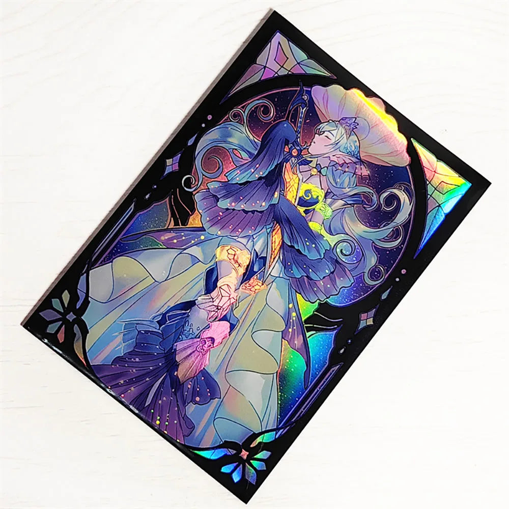 50 PCS 63×90mm Holographic Flashing Anime Card Sleeves for YGO Top Loading Board Game Inner Card Protector for TCG