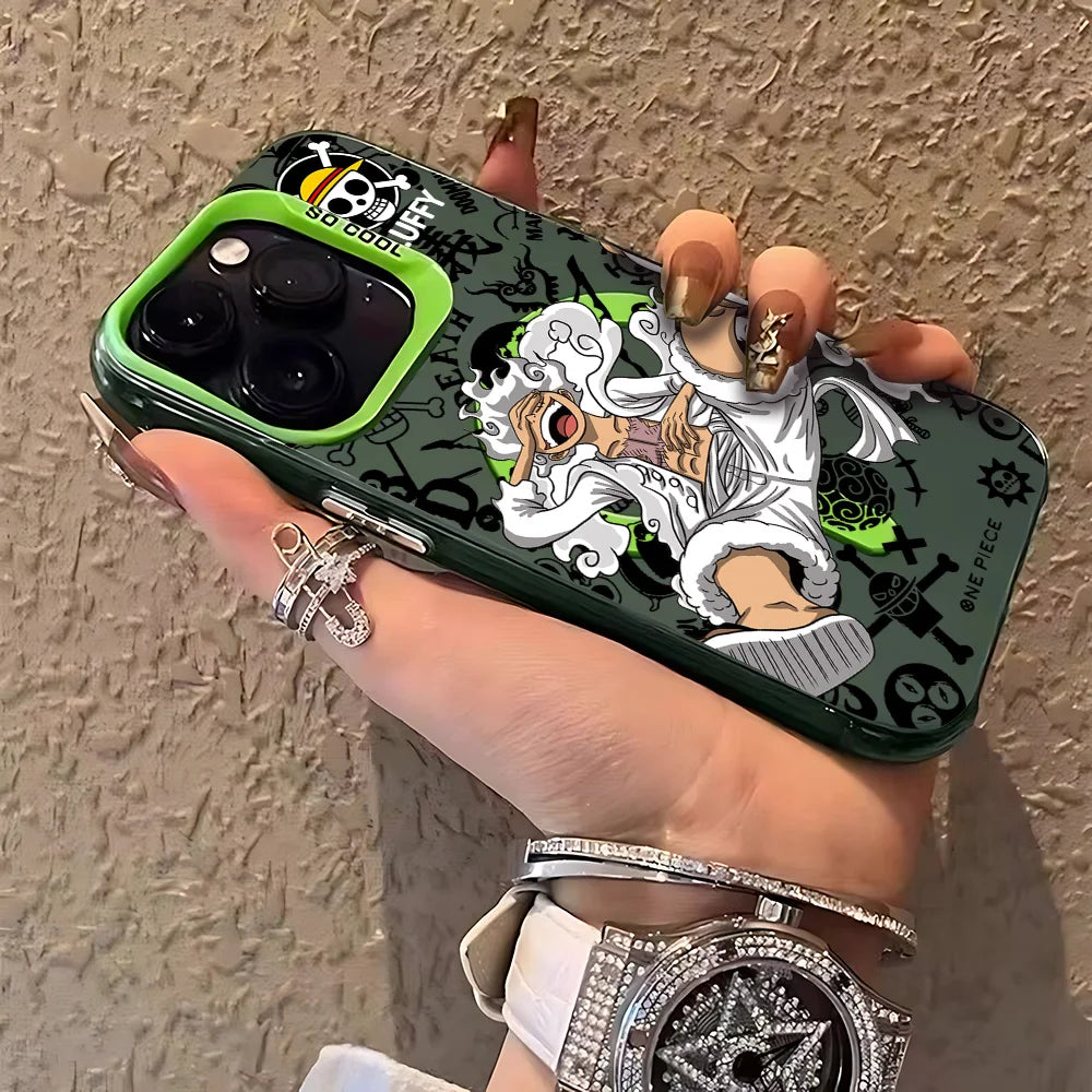 Anime One Piece Luffys Zoros Magnetic Case for iPhone 12 13 14 15 16 17 Air Pro Max Plus Soft Silver Plated Anti Fall Cover