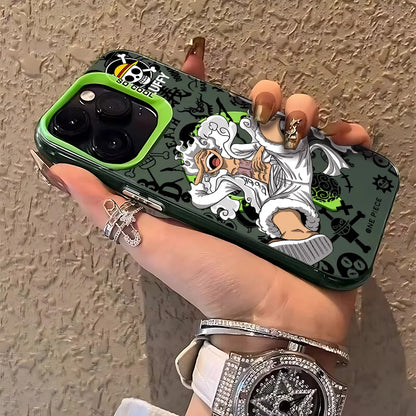 Anime One Piece Luffys Zoros Magnetic Case for iPhone 12 13 14 15 16 17 Air Pro Max Plus Soft Silver Plated Anti Fall Cover