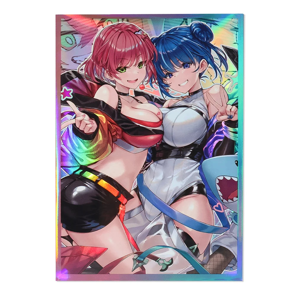 50PCS 63x90mm Holographic Card Sleeves Japanese Size Protector for YGO TCG Trading Cards Game Deck Shield