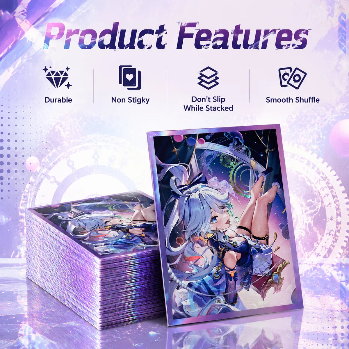 60PCS 67x92mm Holographic Anime Card Sleeves for MTG Card Top Loading Board Game Inner Card Protector for TCG/PTCG Cards