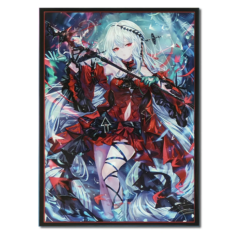 60PCS 67×92mm Silver Bottom Anime Card Sleeves Cartoon Character Printing Deck Protector for MGT/PTCG Game Cards Excellent Gift