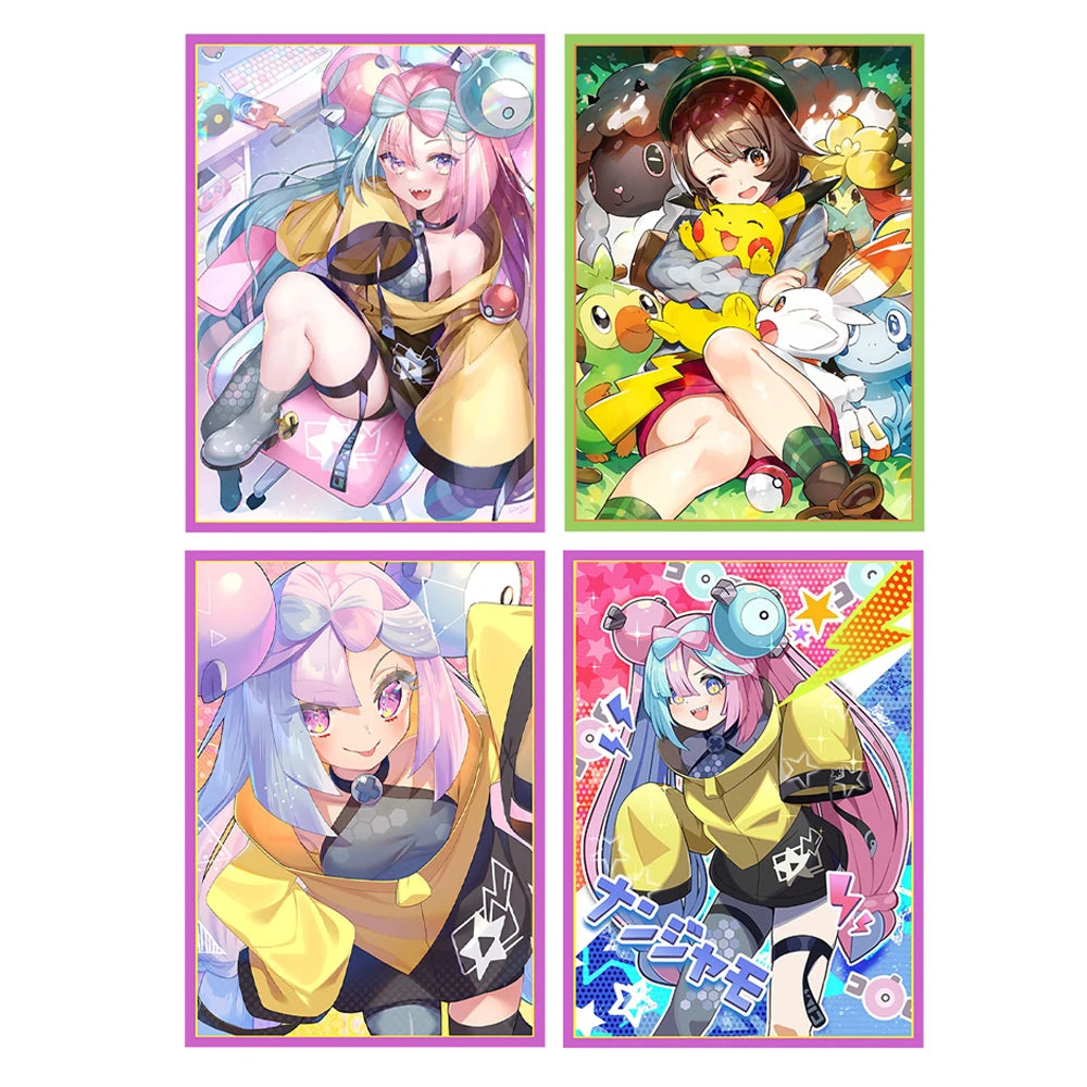 50PCS 66X91mm Holographic Anime Card Sleeves Playing Card Cover Board Game Cartoon Toploading Trading Card Protector for MTG/PKM