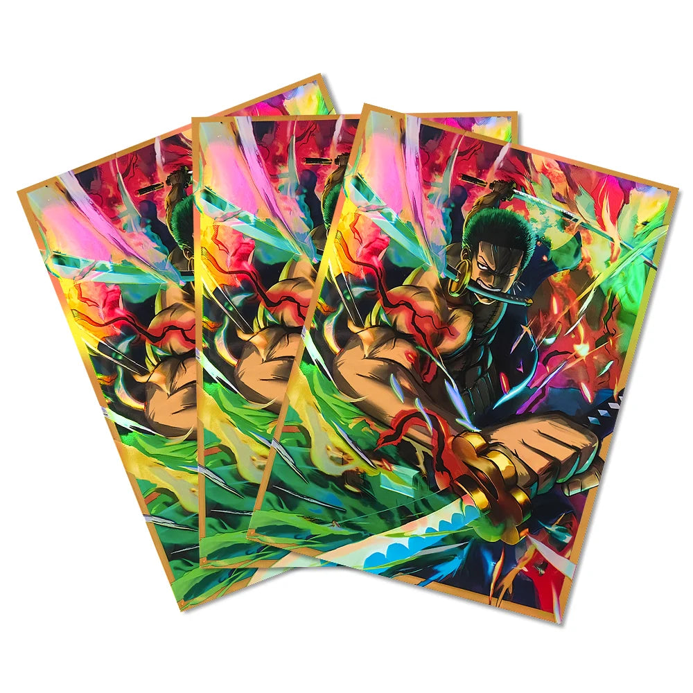 60PCS 67x92mm Standard Size Holographic Anime Card Sleeves Perfect Fit OPCG/MGT Card Trading Card Protectors for PTCG