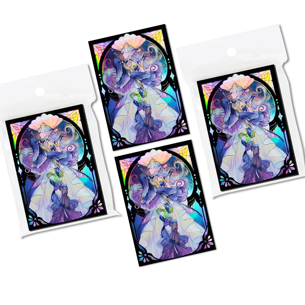 50 PCS 63×90mm Holographic Flashing Anime Card Sleeves for YGO Top Loading Board Game Inner Card Protector for TCG