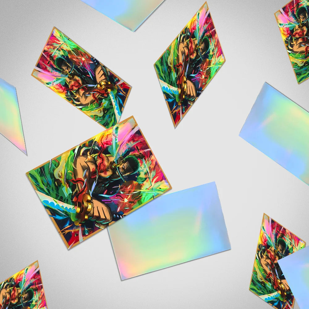 60PCS 67x92mm Standard Size Holographic Anime Card Sleeves Perfect Fit OPCG/MGT Card Trading Card Protectors for PTCG