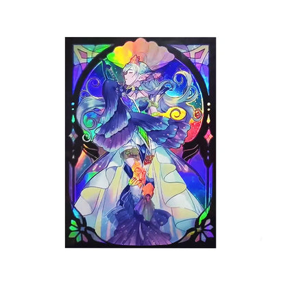 50 PCS 63×90mm Holographic Flashing Anime Card Sleeves for YGO Top Loading Board Game Inner Card Protector for TCG