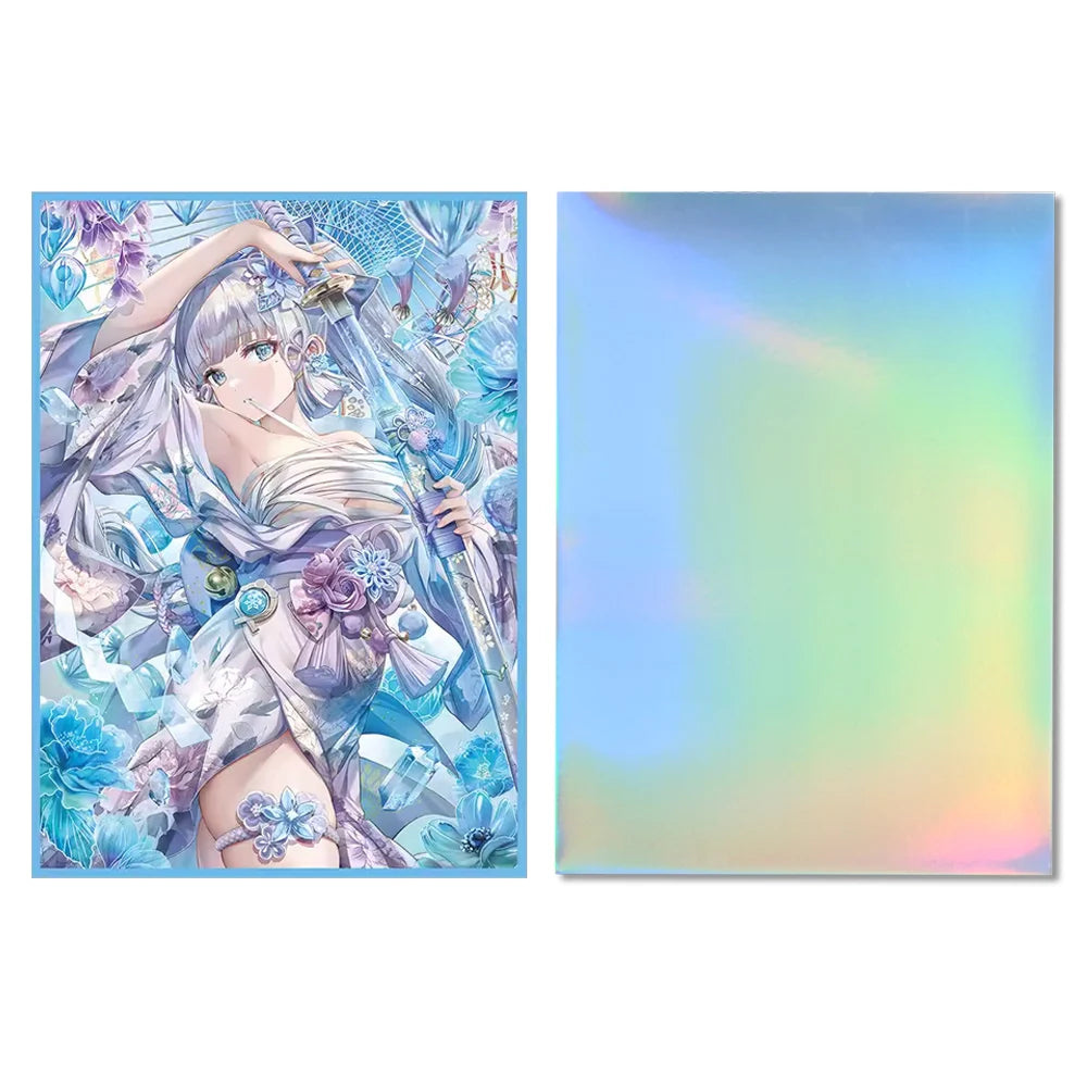 50PCS 67×92mm Holographic Flashing Anime Card Sleeves for MTG/PKM/TCG Top Loading Cartoon Deck Shield Card Cover