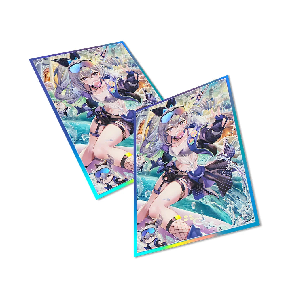 60PCS Holographic Anime Card Sleeves Perfect Fit MTG/PKM Star Rail Silver Wolf Card Protector for PTCG Cards Sports Cards