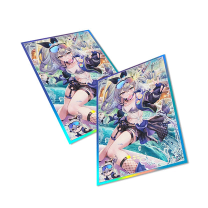 60PCS Holographic Anime Card Sleeves Perfect Fit MTG/PKM Star Rail Silver Wolf Card Protector for PTCG Cards Sports Cards