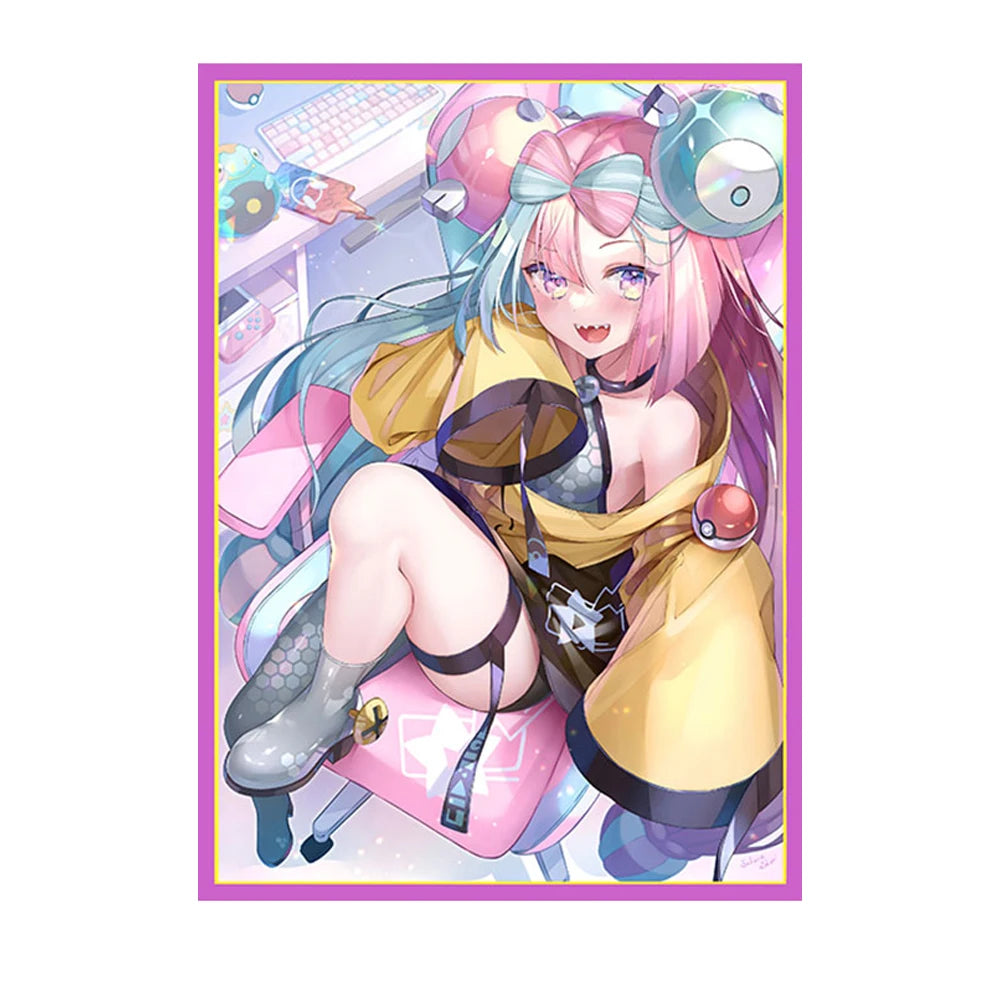 50PCS 66X91mm Holographic Anime Card Sleeves Playing Card Cover Board Game Cartoon Toploading Trading Card Protector for MTG/PKM