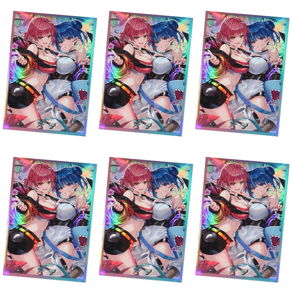 50PCS 63x90mm Holographic Card Sleeves Japanese Size Protector for YGO TCG Trading Cards Game Deck Shield