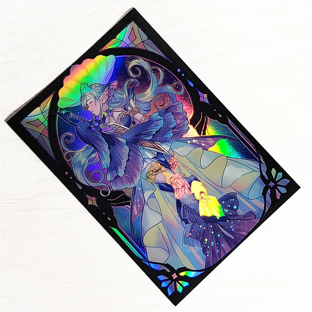 50 PCS 63×90mm Holographic Flashing Anime Card Sleeves for YGO Top Loading Board Game Inner Card Protector for TCG