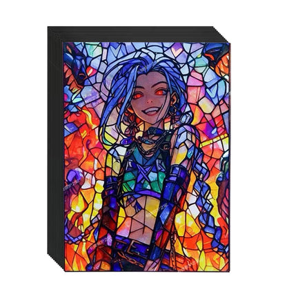 66*91mm Foil Anime Blue Girl Game Character Card Sleeves for PTCG 50PCS Standard Size Trading Card/Collection Card Sleeves