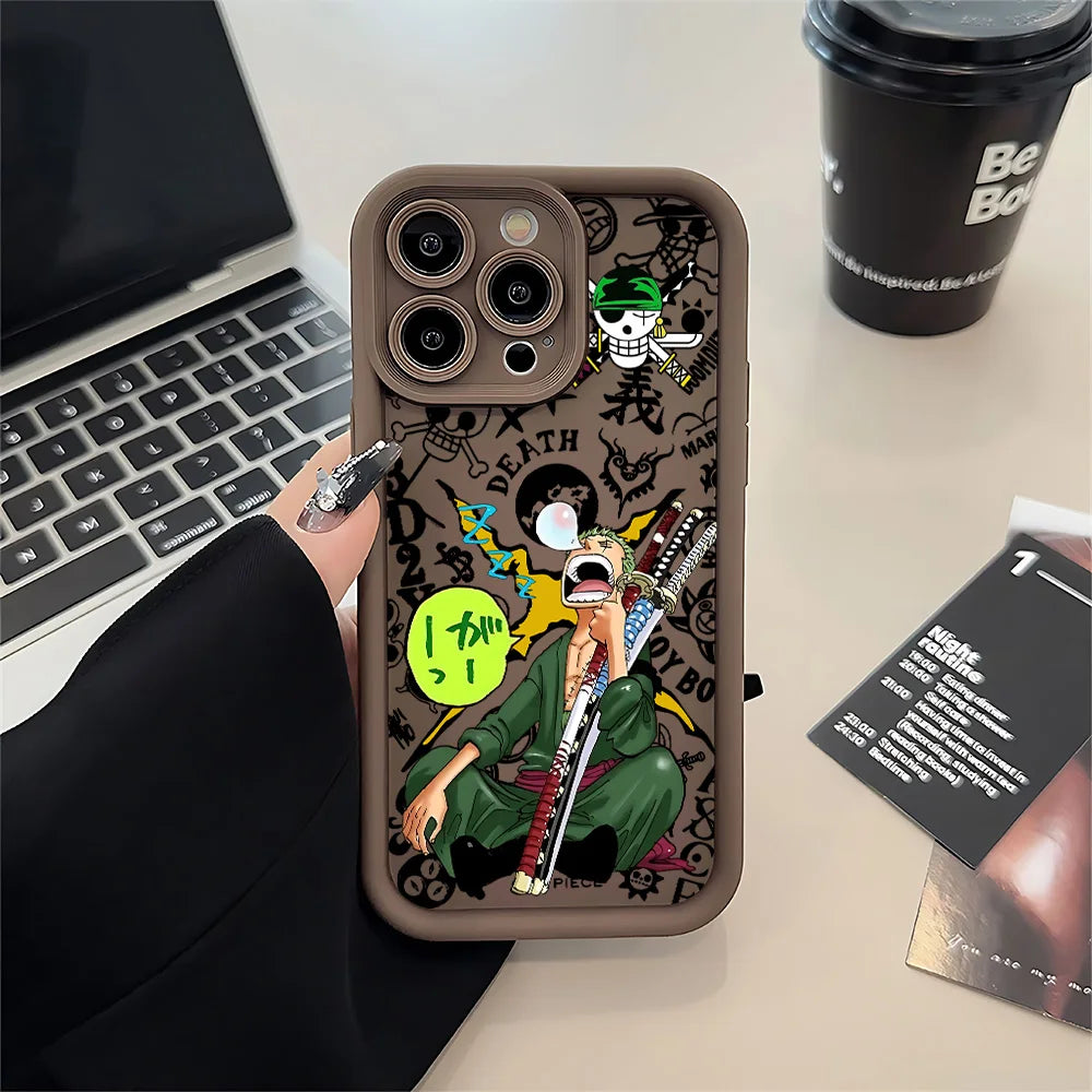 Anime One Piece Luffys Zoros Phone Case for IPhone 17e 17 16e 16 15 14 13 12 11 Air Pro Max Mini XR Plus Soft TPU Back Cover