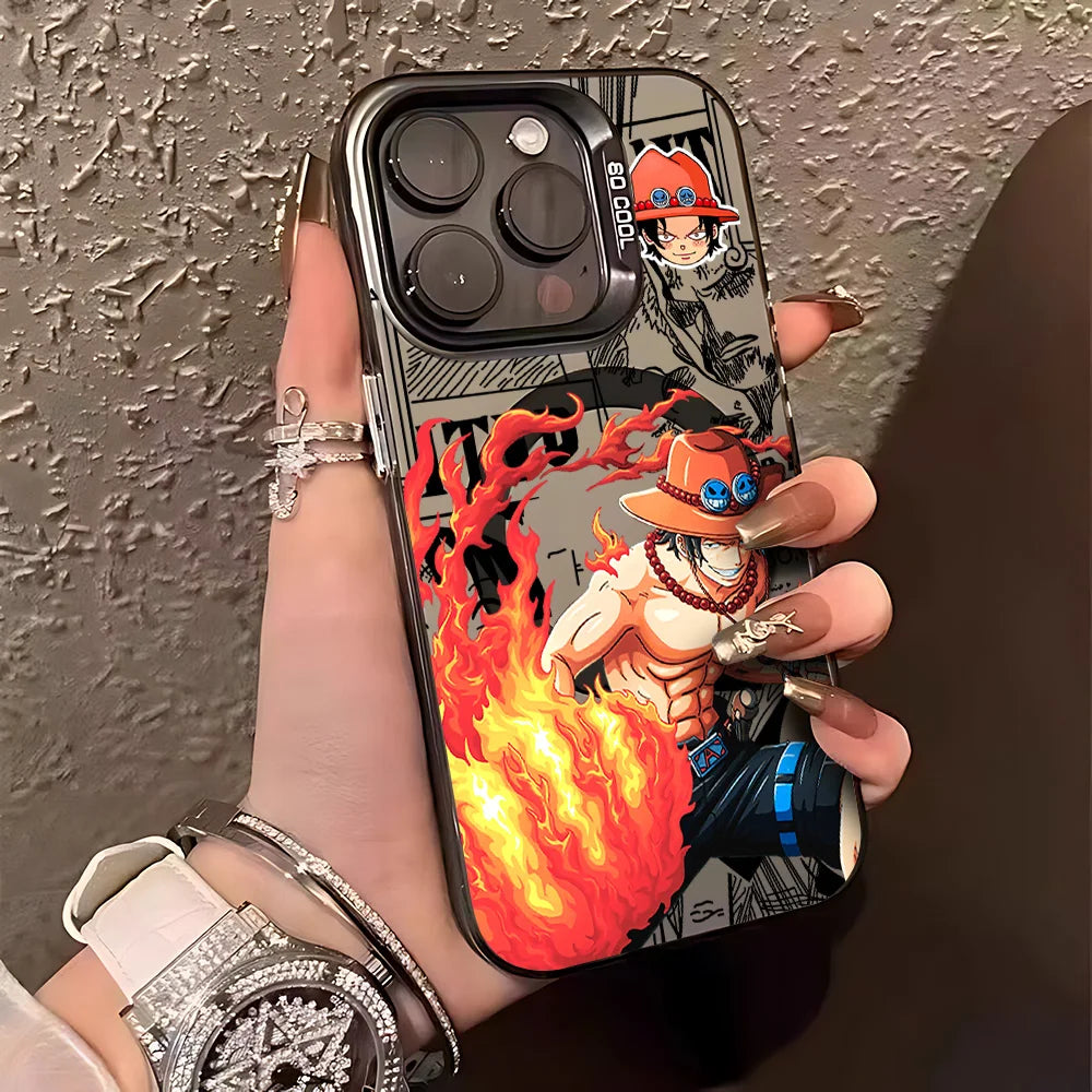 Anime One Piece Cool Magnetic Case for IPhone 11 12 13 14 15 16 17 Air Pro Max Plus Soft Silver Plated Anti Fall Back Cover