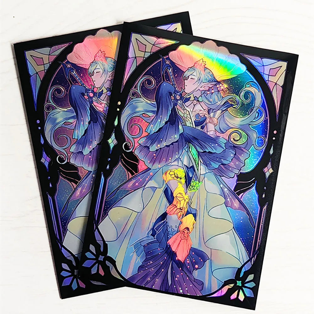 50 PCS 63×90mm Holographic Flashing Anime Card Sleeves for YGO Top Loading Board Game Inner Card Protector for TCG