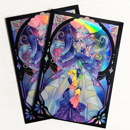 50 PCS 63×90mm Holographic Flashing Anime Card Sleeves for YGO Top Loading Board Game Inner Card Protector for TCG