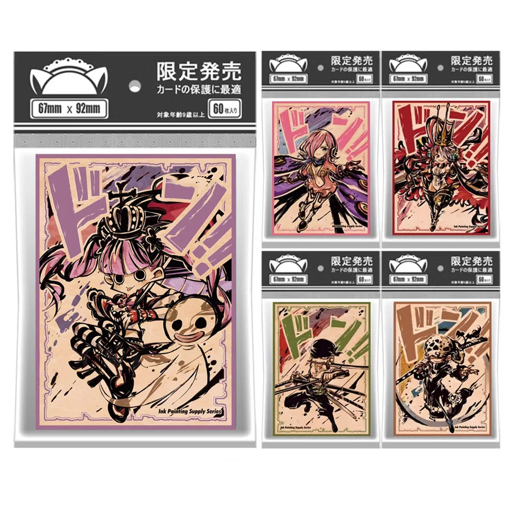 60pcs 67x92mm 5 Styles Holographic Anime Card Sleeves Board Game Card Protector Shield Double Card Cover for MTG Trading Card