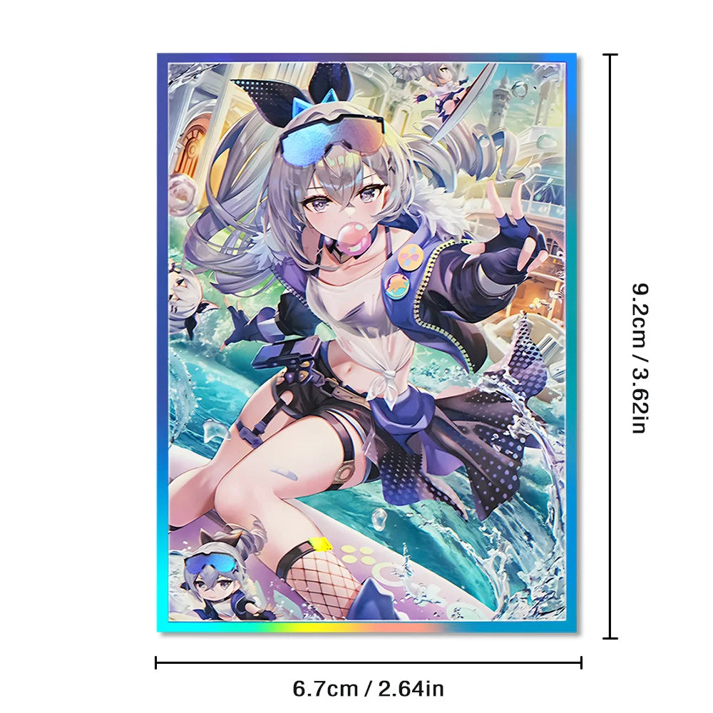 60PCS Holographic Anime Card Sleeves Perfect Fit MTG/PKM Star Rail Silver Wolf Card Protector for PTCG Cards Sports Cards