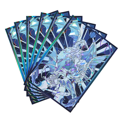 50PCS 63x90mm Blue Eyes White Dragon Laser Card Sleeves Japanese Size YGO Trading Card Protector Anime Deck Shield