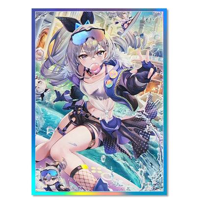 60PCS Holographic Anime Card Sleeves Perfect Fit MTG/PKM Star Rail Silver Wolf Card Protector for PTCG Cards Sports Cards