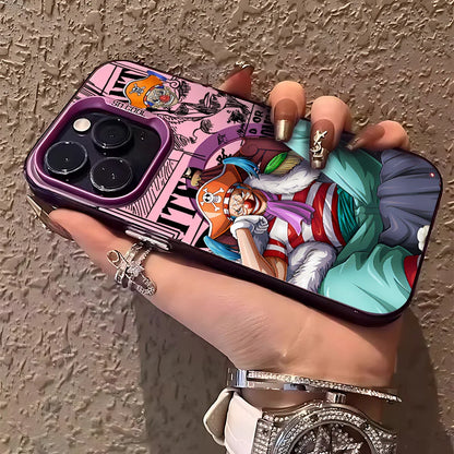 Anime One Piece Cool Magnetic Case for IPhone 11 12 13 14 15 16 17 Air Pro Max Plus Soft Silver Plated Anti Fall Back Cover