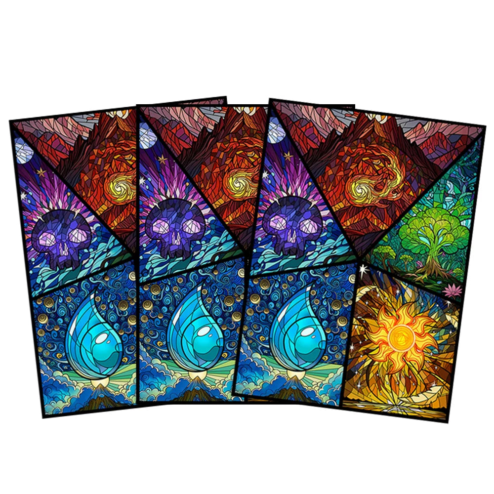 60PCS Foil Magic Ring Style Card Sleeves for PTCG / Trading Card PKM Protector 66x91mm Collect Game Card Protector