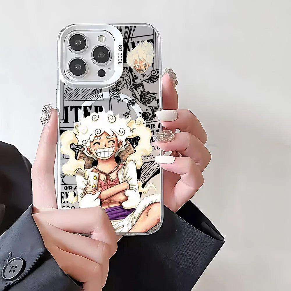 Anime One Piece Cool Magnetic Case for IPhone 11 12 13 14 15 16 17 Air Pro Max Plus Soft Silver Plated Anti Fall Back Cover