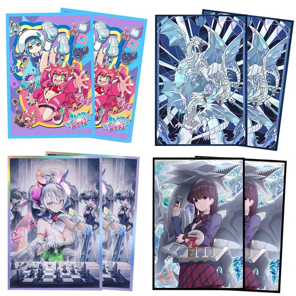 63x90mm 50PCS Holographic Card Sleeves, Anime Card Sleeves for Game Cards/ YGO Card Collection Player's Favorite Cartoon Sleeves