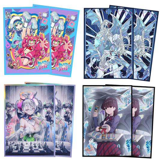 63x90mm 50PCS Holographic Card Sleeves, Anime Card Sleeves for Game Cards/ YGO Card Collection Player's Favorite Cartoon Sleeves