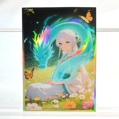 50PCS 63×90mm Holographic Japanese Size Anime Card Sleeves Card Protector for YGO Top Loading Board Game Card