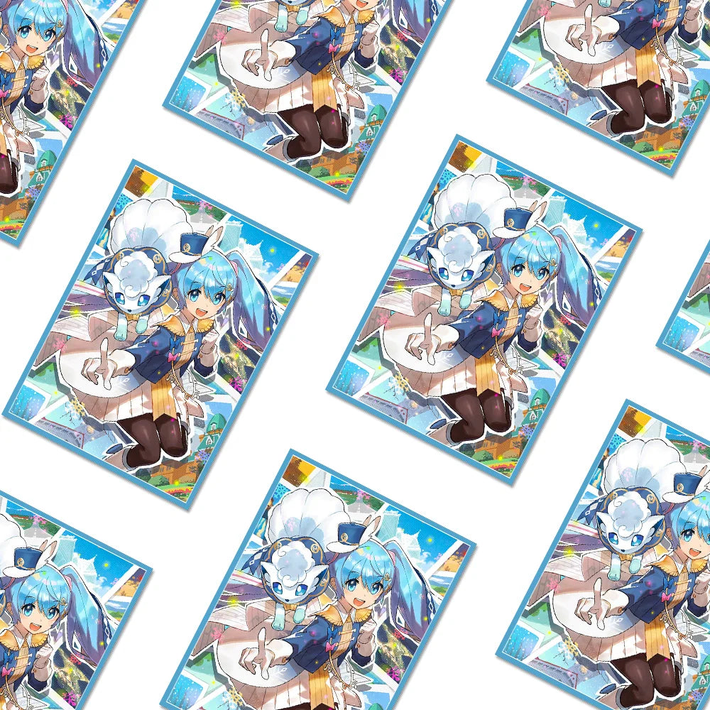 50PCS 66x91mm Anime Card Sleeves Foil Board Game Cards Protector Cards Shield Double Card Cover for PTCG/PKM/MGT WS Trading Card