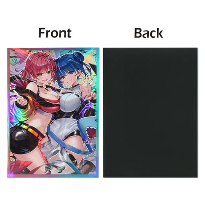 50PCS 63x90mm Holographic Card Sleeves Japanese Size Protector for YGO TCG Trading Cards Game Deck Shield