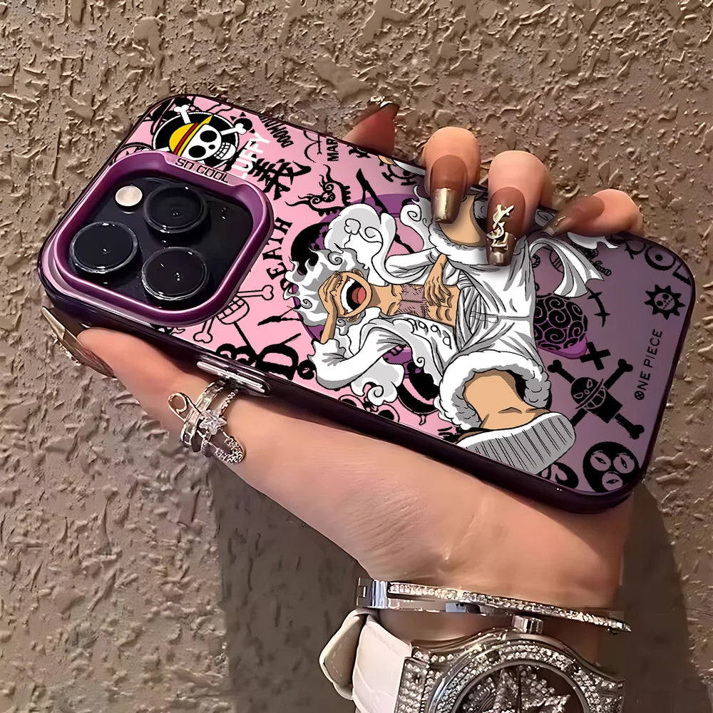 Anime One Piece Luffys Zoros Magnetic Case for iPhone 12 13 14 15 16 17 Air Pro Max Plus Soft Silver Plated Anti Fall Cover